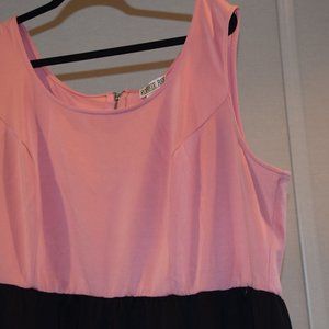 Pink and Navy Color Blocked Dress